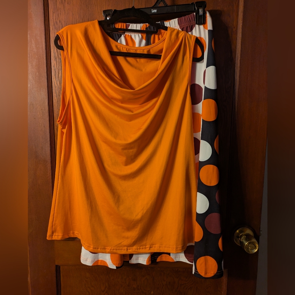Orange Sleeveless Drape Top